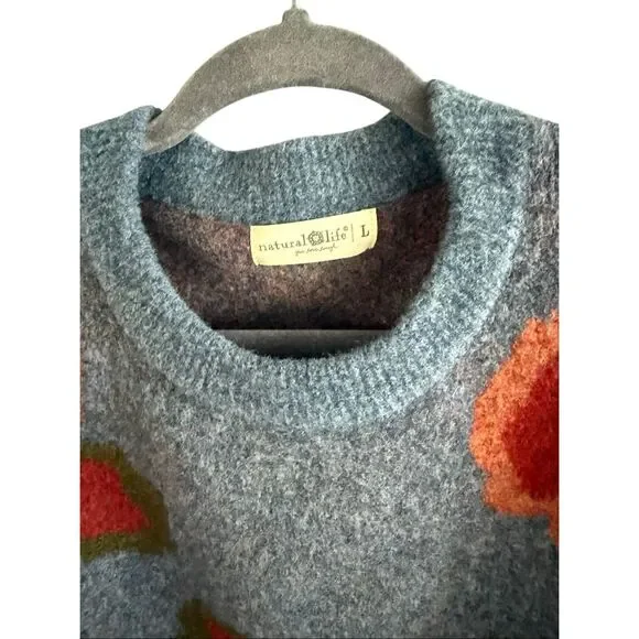 Natural Life Womens Blue Rosie Jacquard Wool Blend Pullover Sweater Size Large - Picture 9 of 9